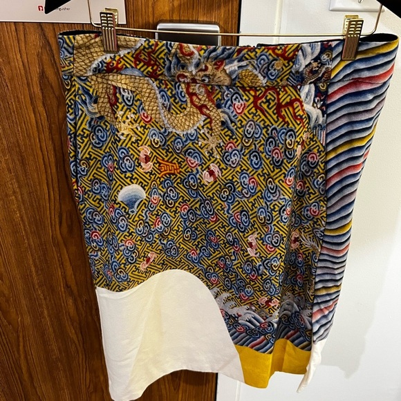 DRIES VAN NOTEN Runway oriental dragon colorblocked wool blend Skirt Size 40 - Picture 6 of 11